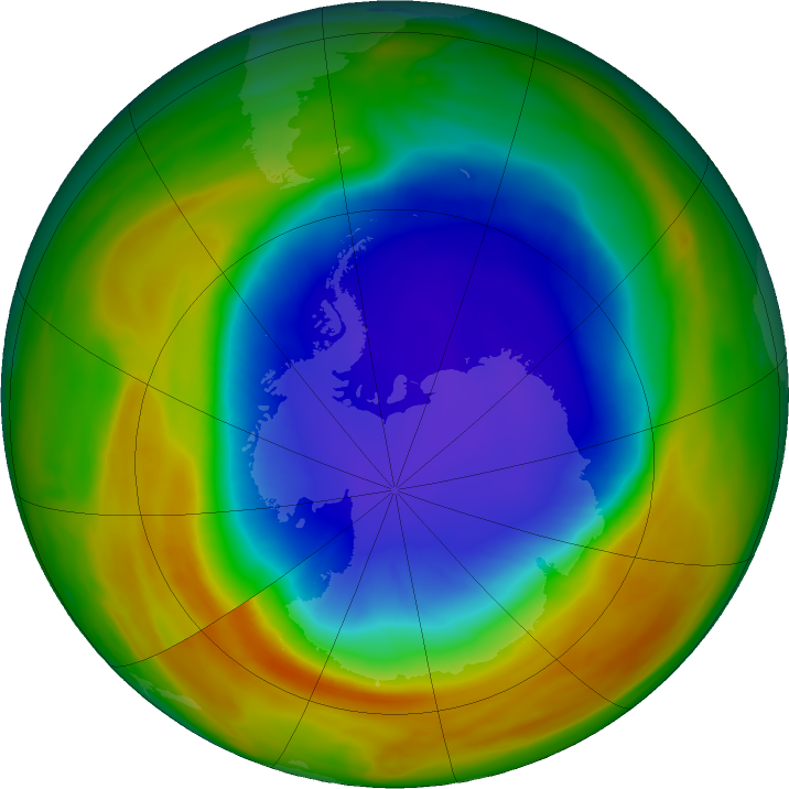 Antarctic ozone map for 13 October 2025